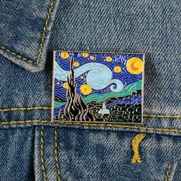 Pins Brooches Van Gogh The Starry Night Pins Denim Clothes Badge Buckle Creative Jewelry Gift For Friends Drop Delivery Dhqsl