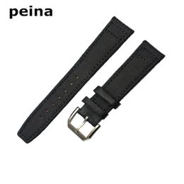 20mm 21mm 22mm New Black Green Nylon and Leather Watch Band strap For IWC watches340M