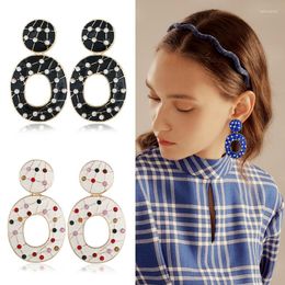 Dangle Earrings Fashion Geometric Big For Women Accessories Punk Enamel Rhinestone Long Drop Earings Female Party Jewellery Oorbellen