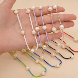 Choker Vlen Boho Natural Freshwater Pearl Necklace Multicolor Seed Glass Beaded Necklaces Y2k Jewellery Collares Femme