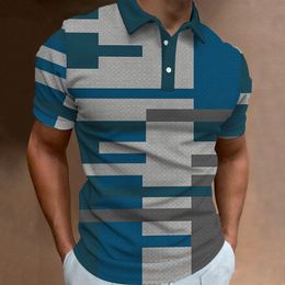 Men's Polos Polo Shirt Business Shortsleeved Tshirt Men's Mesh Breathable Lapel Casual Plaid Print Top Simple Men's Tshirt Golf Suit Men 230720