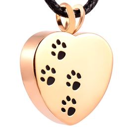 IJD8004 Heart Stainless Steel Cremation Pendant Necklace Paw Print Pet Ashes Keepsake Urn Necklace179L