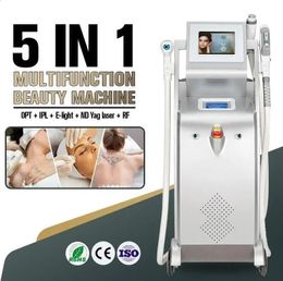 Professional 5 IN 1 IPL LASER Hair Removal Nd Yag Laser 1064 RF Skin Tighten E-light Permanent Skin Rejuvenation Acne pigment wrinkle vascular remove beauty machine