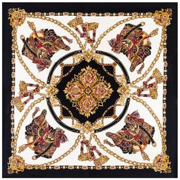 130cm New Silk Scarf Saddle Chain Printed Twill Square Scarf Lady Shawl Handkerchief207v