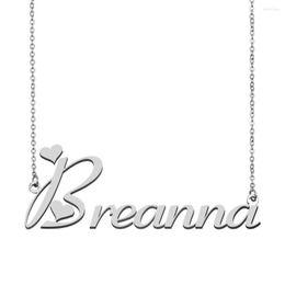 Pendant Necklaces Breanna Name Necklace Personalised Stainless Steel Women Choker Gold Plated Alphabet Letter Jewellery Friends Gift