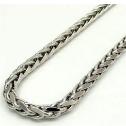 16-30 4mm 14k White Gold Franco Wheat Italy Spider Chain Necklace Mens177J