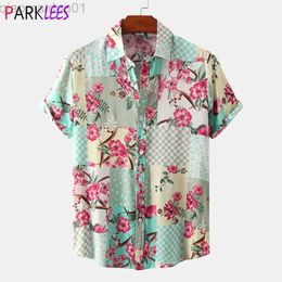 Men's Casual Shirts Men's Funky Floral Hawaiian Shirts Short Sleeve Plus Size Beach Shirt Casual Tropical ha Party Holiday Summer Hawaii Shirt L230721