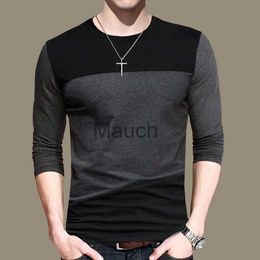 Men's T-Shirts Fashion Men Casual Slim Basic TShirts Spring Autumn Cotton Male Cloes Panelled Long Sleeve Big Size Bottoming Pullover Tops J230721