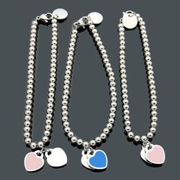 stainless Enamel hearts bracelet Pink Green Blue Colours heart charms beaded bracelet loving gift 925 Jewellery for lady Fantasitic L229p