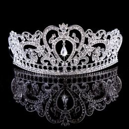 Real Image Women Silver Gold Crystal Headpieces Water Drop Crown Tiaras Hairwear Wedding Bridesmaid Party Bridal Jewellery Accessori2375