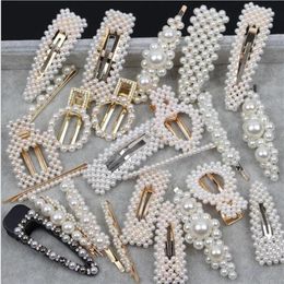 Ins Fashion Women Pearl Hair Clip Elegant Korean Beaded Metal Hair Clips Cute Lady Party Hairpins Hair Accessories headwear Gifts247V