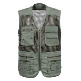 Men's Vests Large Size Mesh Quick-Drying Vests Male with Many Pockets Mens Breathable Multi-pocket Fishing Vest Work Sleeveless Jacket 230721