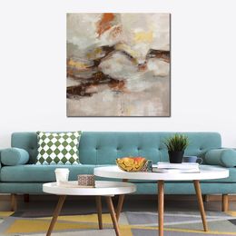 Steps on the Stones Handmade Abstract Oil Painting on Canvas with Textured for Living Room Wall Art