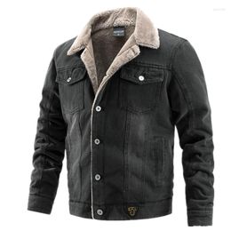 Men's Jackets Plus Velvet Thick Denim Jacket Men Casual Lapel Cotton Jeans Fur Collar Warm Winter Mens And Coats