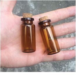 2ml 5ml 10ml Amber With Cork Empty Small Brown Tiny Mini Glass Bottles Vials Jars Container jllqVt212K