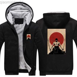 Men's Hoodies Sweatshirts Funny One Piece Roronoa Zoro Hoodies Jacket Men Thick Fleece Warm Coat Sweatshirt Male Harajuku Oversized Clothing Euro Size L230721