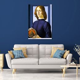 Classical Portrait Canvas Art Portrait of A Young Man Sandro Botticelli Religious Painting Handmade High Quality