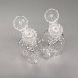 Square Transparent 30 ml Hand Sanitizer Plastic Bottle Flip Cap 1OZ Sample Handwashing Fluid Bottle Portable Wash Gel Container305g