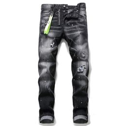 famous brand European dsq BIKER JEANS Men slim jeans pants mens denim trousers zipper black hole Pencil Pants for men 210723230f