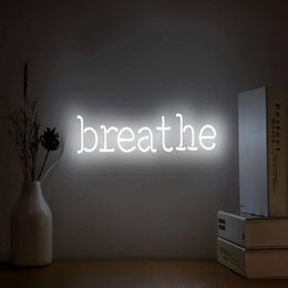 Neon Signs Breathe Light Hanging Words Lights Neon Wall Sign White Neon Light for Wall Bedroom Room Party 263v