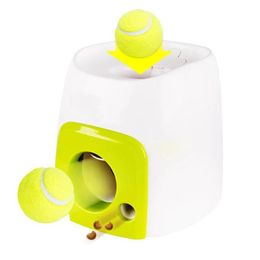 Automatic Dog Feeder Entertainment Training Toys Interactive Tennis Ball Launcher Throwing Ball Machine Pet Food Emission Device Y289O