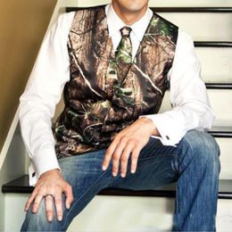 New Fashion Camo Groom Vest Formal Tuxedo Vest For Wedding Vest Tie In Stock216H