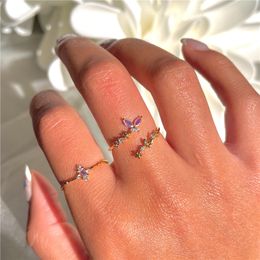 CANNER Luxury Sparkling 925 Sterling Silver Butterfly Zirconia Open Rings for Women Wedding Engagement Fine Jewellery Gift Anillos