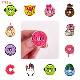 HYBkuaji custom cute and Colourful sweet donut shoe charms wholesale shoes decorations pvc buckles for shoes