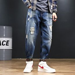 Mens Denim Jeans Loose Style Denim Pants Male Joggers Jeans Casual Style Stretch Elastic Jean Pencil Pants249N