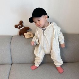Rompers Autumn Baby Casual Romper Loose born Sweatshirt Long Sleeve Kids Hooded Jumpsuit Little Girl Zipper Coat Toddler Boy Clothes 230720