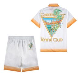 Mens Casual Shirts Direct Casablanca Shirt Coconut Tree Gradient Orange Letter Printing Short Sleeve Sports Hawaiian Womens 230720