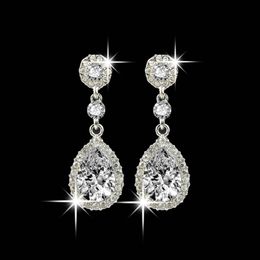 Shining Fashion Crystals Earrings Silver Rhinestones Long Drop Earring For Women Bridal Jewellery 5 Colours Wedding Gift For Friend264a