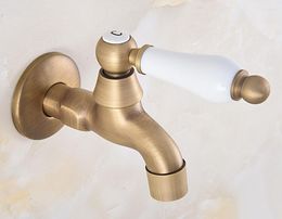 Bathroom Sink Faucets Antique Brass Single Hole Wall Mount Basin Kitchen Faucet Cold Outrood Garden Bibcock Mop Pool Taps 2av317