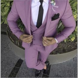 2020 Latest Coat Pant Design Purple Pink Men Suit Slim Fit Groom Tuxedo 3 Piece Custom Wedding Suits Prom Blazer Terno Masculino12934