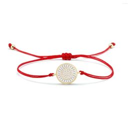 Charm Bracelets Trendy Simple White Zircon Crystal Flower Bracelet Round Sunflower Pattern Pendant Shiny Bangle Rope Chain Women Jewelry