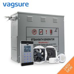 AC 220V 6KW temperature sensor steam sauna generator with LCD touch bluetooth steam controller244B