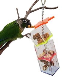 Other Bird Supplies Transparent Parrots Food Feeder Acrylic Holder Treats Forage Box Cage Toy 230721