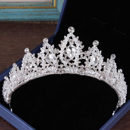 colourful Headpieces Crystals Baroque Wedding Crowns Silver Beaded Bridal Tiaras Rhinestone Head Pieces Hair Accessories Pageant C210e