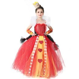 Novità Giochi Queen Of Hearts Costume Girls Halloween Cosplay per bambini Fancy Holiday Party Dresses Outfit 230721