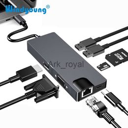 Expansion Boards Accessories USB Type C Hub Multi Docking Station USB 30 Hub USB C to HDMI VGA PD Gigabit LAN Ethernet RJ45 SD TF Card for Macbook Laptop J230721