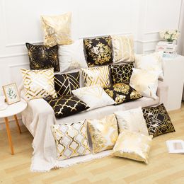 Pillow Case 45cm Stamping Gold Pillowcase Retro European Style Sofa Cushion Cover Home Decorative Short Plush Bed Car 230721