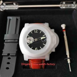 VS Factory Mens Watch VSF 44mm 1950 GMT PAM88 PAM00088 Power Reserve Leather Bands LumiNova Watches OP VIII Movement Mechanical Au208F