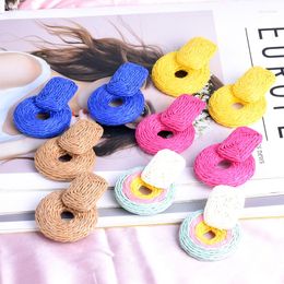 Dangle Earrings Fashion Braided Stud For Women Unique Colourful Handmade Raffia Hypoallergenic Jewellery Gifts Girls