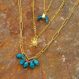 Pendant Necklaces Bohemia Stone Necklace Apatite For Women Chains Jewlery