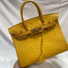 Classic Fashion Woman Shopping Bag Designer Genuine Ostrich Leather Make To Order Lady Tote For Everyday Handbag299M