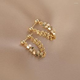 Dangle Earrings Korean Fashion Jewellery Small Circle Metal Sheet Elegant Stud For Woman Simple Daily Holiday Earring
