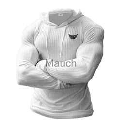 Men's T-Shirts New Fashion Knitted Hooded Tshirt Men Pit Stripe Slim Fit in Sweaters Mens Long Sleeve Pullovers Knittwear Men Casual T shirt J230721