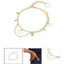 Fashion designer Classic Stainless Steel sliver Flower Charm Bracelets For Women Girl Rose Gold Chain & Link Bracelet Jewelry L-23276O