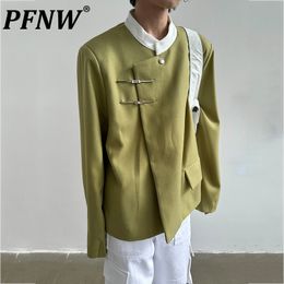 Men's Suits Blazers PFNW Spring Autumn Contrasted Colour Standard Collar Button Niche Chic Casual Baggy Chinese Style 28A0444 230720