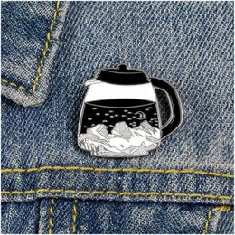 Pins Brooches Coffee Pot Brooch Pins Denim Clothes Bag Buckle Button Badge Gothic Punk Jewelry Gift For Friends Drop Delivery Dhdqs